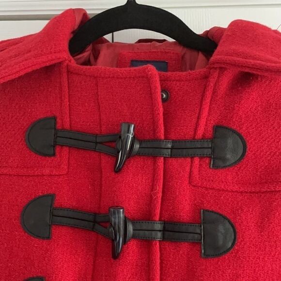 Gap Kids Girls Red Wool Dressy Hooded Toggle Closure Coat - Size XS - Picture 4 of 7